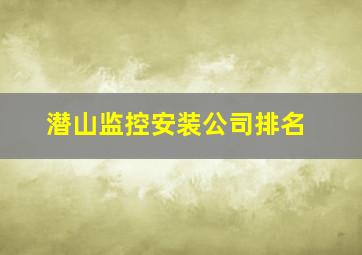 潜山监控安装公司排名