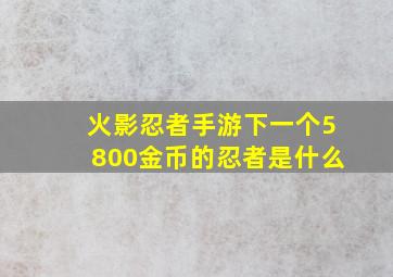 火影忍者手游下一个5800金币的忍者是什么