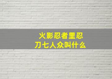 火影忍者里忍刀七人众叫什么