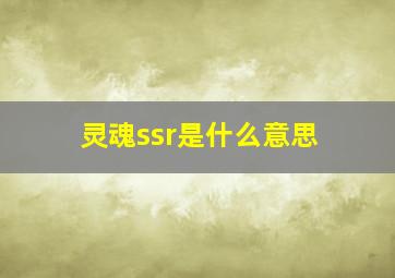 灵魂ssr是什么意思