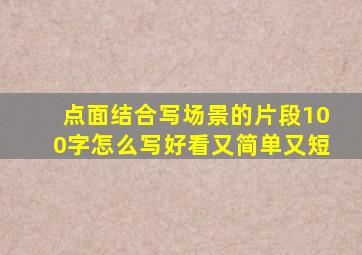 点面结合写场景的片段100字怎么写好看又简单又短