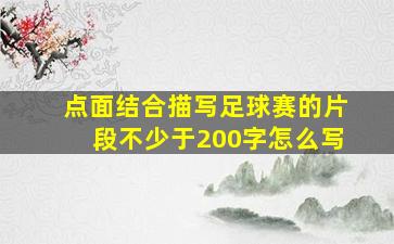 点面结合描写足球赛的片段不少于200字怎么写