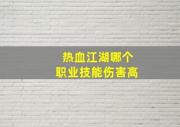 热血江湖哪个职业技能伤害高