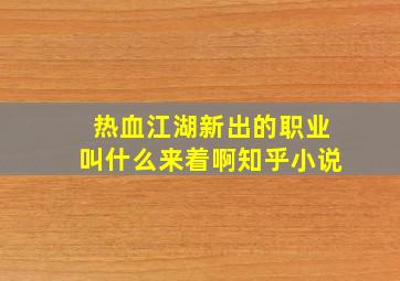 热血江湖新出的职业叫什么来着啊知乎小说