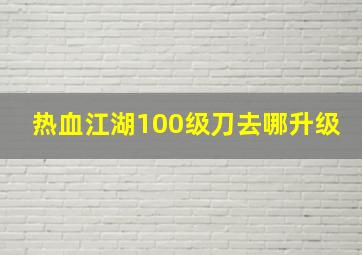 热血江湖100级刀去哪升级