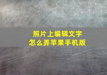 照片上编辑文字怎么弄苹果手机版