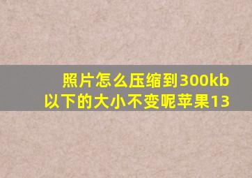 照片怎么压缩到300kb以下的大小不变呢苹果13