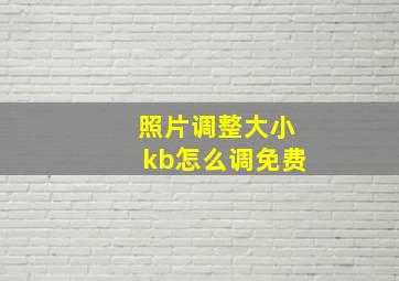 照片调整大小kb怎么调免费