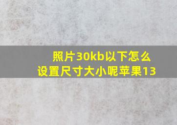 照片30kb以下怎么设置尺寸大小呢苹果13