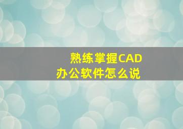 熟练掌握CAD办公软件怎么说