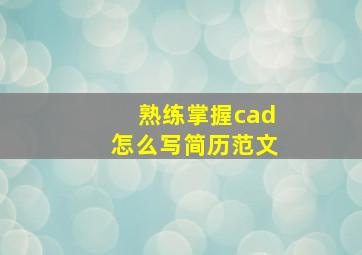 熟练掌握cad怎么写简历范文