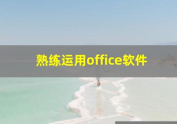 熟练运用office软件