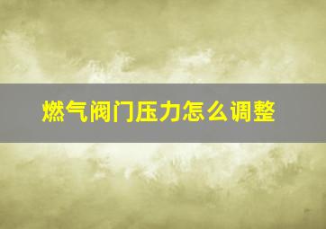 燃气阀门压力怎么调整