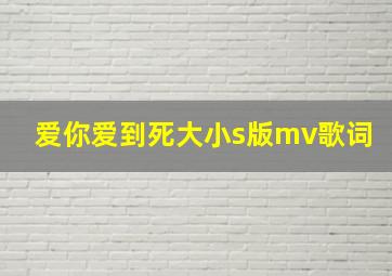 爱你爱到死大小s版mv歌词