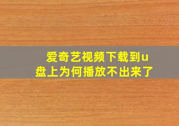 爱奇艺视频下载到u盘上为何播放不出来了