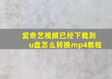 爱奇艺视频已经下载到u盘怎么转换mp4教程