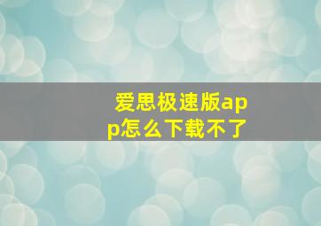 爱思极速版app怎么下载不了