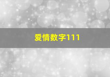 爱情数字111