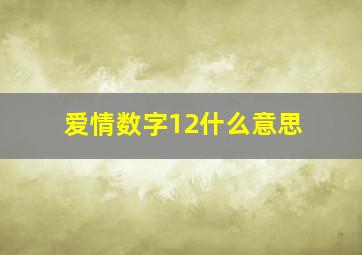 爱情数字12什么意思