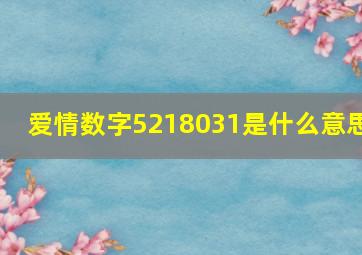 爱情数字5218031是什么意思