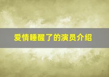 爱情睡醒了的演员介绍