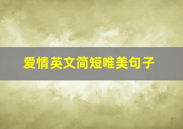 爱情英文简短唯美句子