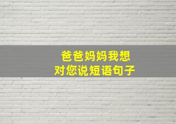 爸爸妈妈我想对您说短语句子