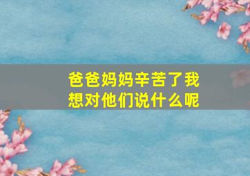 爸爸妈妈辛苦了我想对他们说什么呢