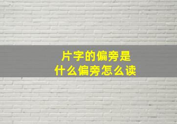 片字的偏旁是什么偏旁怎么读