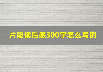 片段读后感300字怎么写的