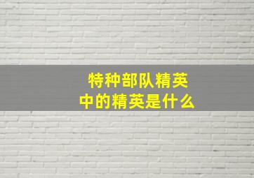 特种部队精英中的精英是什么