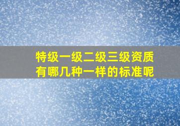 特级一级二级三级资质有哪几种一样的标准呢