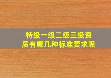 特级一级二级三级资质有哪几种标准要求呢