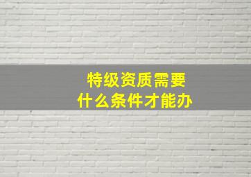 特级资质需要什么条件才能办