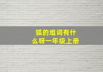 狐的组词有什么呀一年级上册