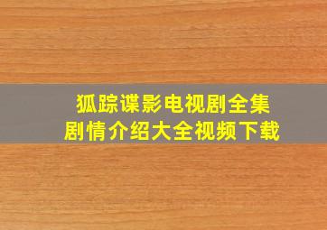 狐踪谍影电视剧全集剧情介绍大全视频下载