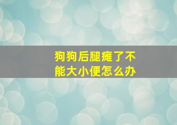 狗狗后腿瘫了不能大小便怎么办