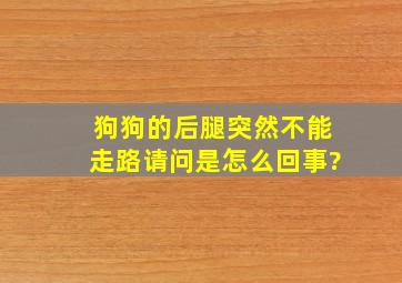 狗狗的后腿突然不能走路请问是怎么回事?