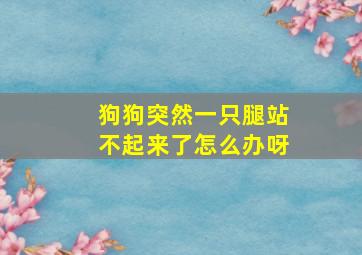 狗狗突然一只腿站不起来了怎么办呀