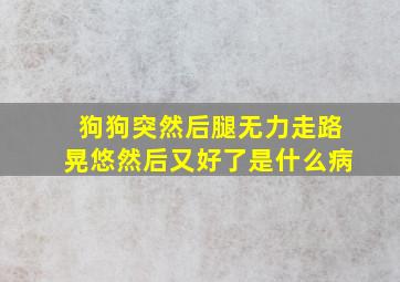 狗狗突然后腿无力走路晃悠然后又好了是什么病