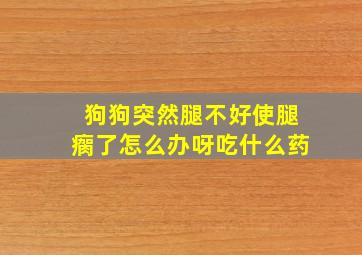 狗狗突然腿不好使腿瘸了怎么办呀吃什么药