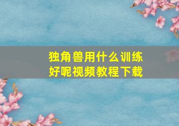 独角兽用什么训练好呢视频教程下载