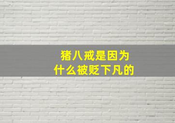 猪八戒是因为什么被贬下凡的