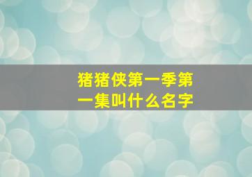 猪猪侠第一季第一集叫什么名字