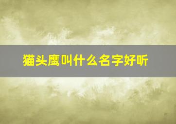 猫头鹰叫什么名字好听