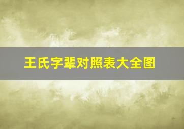 王氏字辈对照表大全图