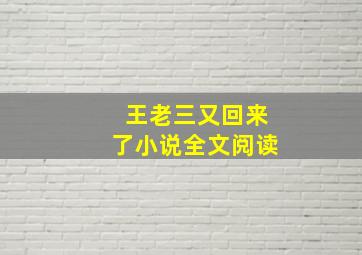 王老三又回来了小说全文阅读