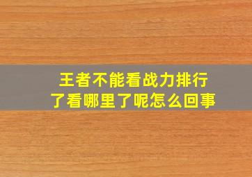 王者不能看战力排行了看哪里了呢怎么回事