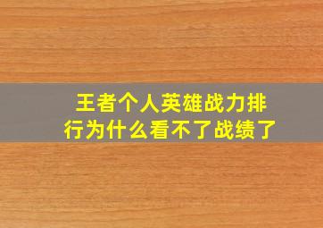 王者个人英雄战力排行为什么看不了战绩了