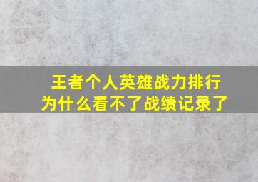 王者个人英雄战力排行为什么看不了战绩记录了